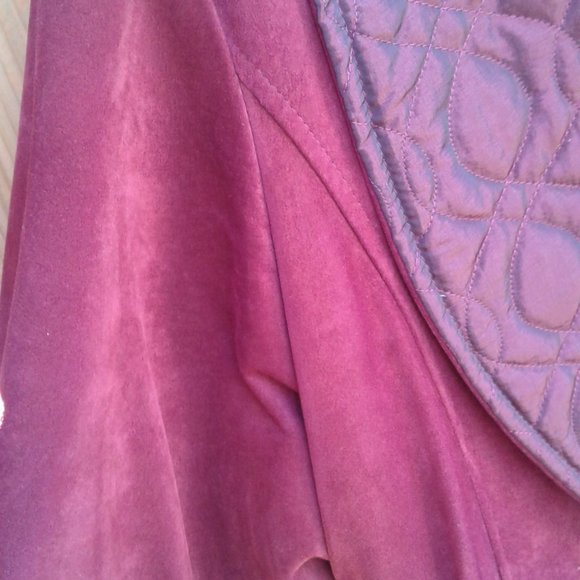 Burgundy trend! Vtg Danier quilted genuine suede reversible coat - Picture 7 of 15